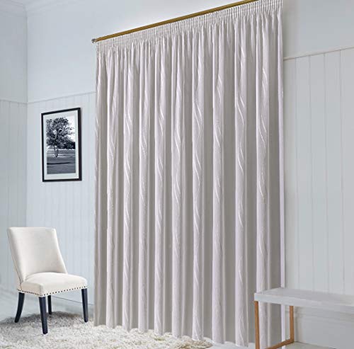 Maßgeschneiderte weiße Scherli Voile Store Gardine “Tivoli“, Kräuselband, Vorhang nach Maß, Gardinen nach Maß, Höhe 90 – 275 cm (Weiß, 150 x 250 cm/HxB) von Mass-Gardinen-Shop