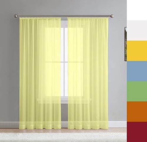 Voile Gardine nach Maß, Halbtransparent, Kräuselband, Vorhang nach Maß, Store Webstore (Light Green, 115x145cm /HxB) von Mass-Gardinen-Shop