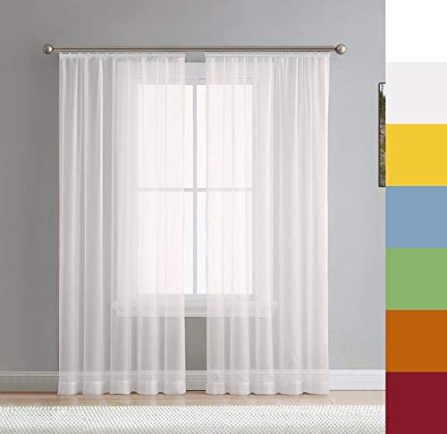 Voile Gardine nach Maß, Halbtransparent, Kräuselband, Vorhang nach Maß, Store Webstore (Weiß, 170x145cm /HxB) von Mass-Gardinen-Shop