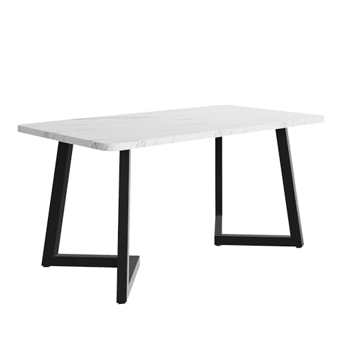 Massbinet 117x68cm Esstisch Gestell aus Metall Rechteckiger Esstisch aus Moderner Marmormuster Küchentisch mit Metallbeinen für Esszimmer Wohnzimmer Schwarz/Weiß Massbinet 117x68cm Esstisch Gestell aus Metall Rechteckiger Esstisch aus Moderner Marmormuster Küchentisch mit Metallbeinen für Esszimmer Wohnzimmer Schwarz/Weiß von Massbinet