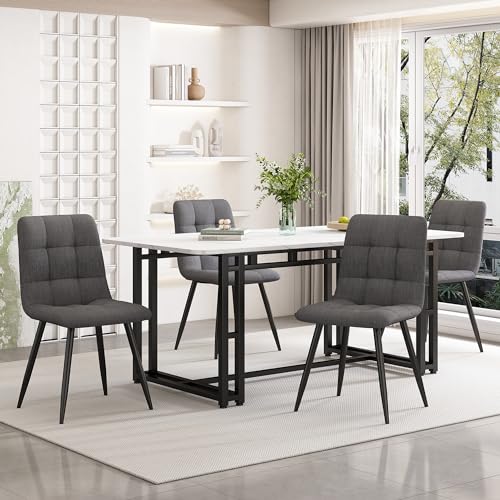 Massbinet 140x80cm Schwarz Esstisch mit 4 Stühlen Set Moderne Küche Esstisch Set Dunkelgrau Leinen Esszimmerstühle Schwarz Eisen Beintisch Massbinet 140x80cm Schwarz Esstisch mit 4 Stühlen Set Moderne Küche Esstisch Set Dunkelgrau Leinen Esszimmerstühle Schwarz Eisen Beintisch von Massbinet