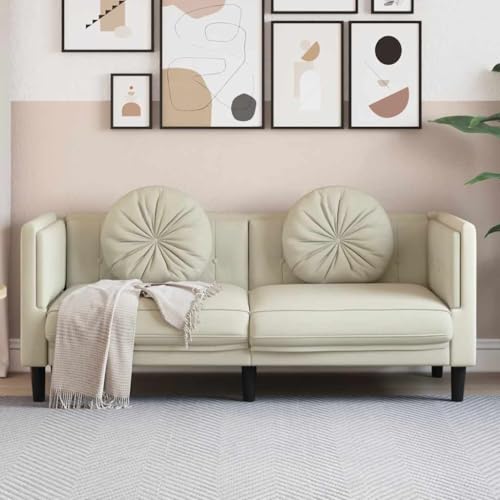 Massbinet 2-Sitzer Modernes Stoff Doppelsofa Sofa mit Kissen Montage für Wohnzimmer Schlafzimmer Creme Samt Massbinet 2-Sitzer Modernes Stoff Doppelsofa Sofa mit Kissen Montage für Wohnzimmer Schlafzimmer Creme Samt von Massbinet