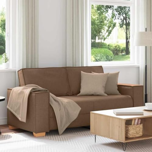 Massbinet 2-Sitzer Sofa Braun 140 cm Stoff Sofas mit Schlaffunktion Kleine Schlafcouch für Schlafzimmer von Massbinet