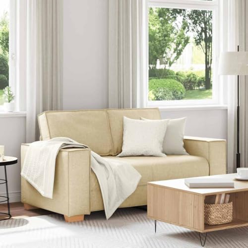 Massbinet 2-Sitzer Sofa Creme 120 cm Stoff Couch mit Breite Armlehnen für Schlafzimmer Spielzimmer Massbinet 2-Sitzer Sofa Creme 120 cm Stoff Couch mit Breite Armlehnen für Schlafzimmer Spielzimmer von Massbinet