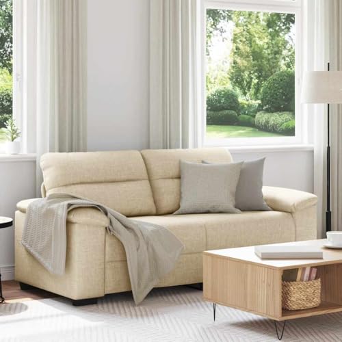 Massbinet 2-Sitzer-Sofa Creme 140 cm Stoff Sofas für das Wohnzimmer mit Breiten Armlehnen von Massbinet
