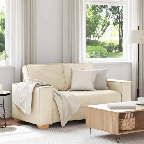 Massbinet 2-Sitzer Sofa Leinen 120 cm Sofa mit Abnehmbare Kissen und Rückenlehnen Couch von Massbinet