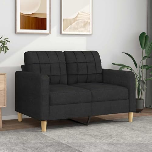 Massbinet 2-Sitzer-Sofa Polstersofa mit Kissen und Armlehnen Moderne Couch Loungesofa aus Leinenstoff Bequemes Loveseat für Wohnzimmer Schlafzimmer Schwarz 120 cm Stoff Massbinet 2-Sitzer-Sofa Polstersofa mit Kissen und Armlehnen Moderne Couch Loungesofa aus Leinenstoff Bequemes Loveseat für Wohnzimmer Schlafzimmer Schwarz 120 cm Stoff von Massbinet