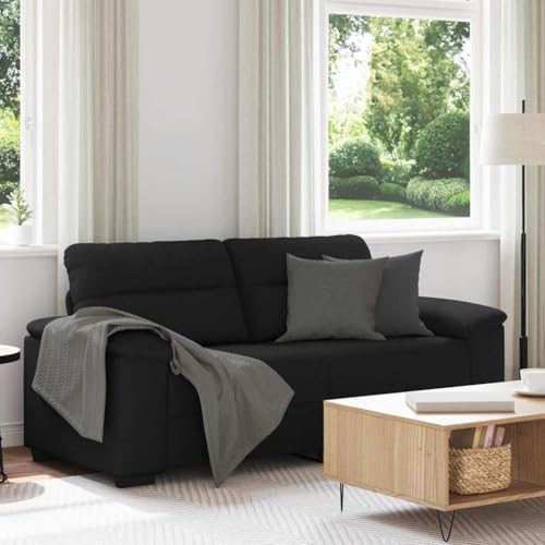Massbinet 2-Sitzer-Sofa Schwarz 140 cm Stoff Werkzeuglose Montage Sofas und Sessel von Massbinet