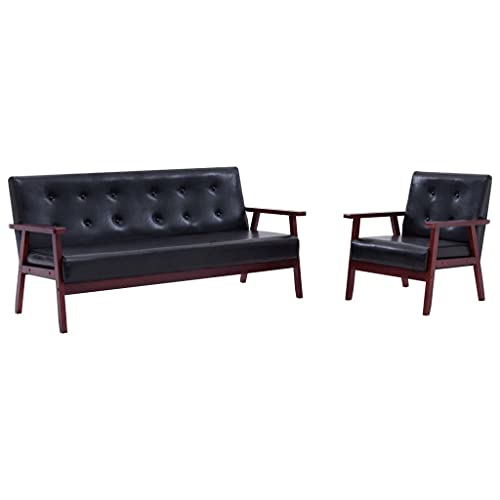 Massbinet 2-TLG. Sofagarnitur Schwarz Kunstleder Modernes Zweisitzer-Sofa fürs Schlafzimmer Massbinet 2-TLG. Sofagarnitur Schwarz Kunstleder Modernes Zweisitzer-Sofa fürs Schlafzimmer von Massbinet