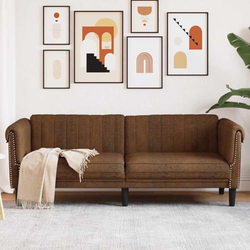 Massbinet 3-Sitzer Sofa Braun Kunstleder Wildleder-Optik Schlafsofa Klappbar Gästesofa mit Schlaffunktion Bodensofa Massbinet 3-Sitzer Sofa Braun Kunstleder Wildleder-Optik Schlafsofa Klappbar Gästesofa mit Schlaffunktion Bodensofa von Massbinet