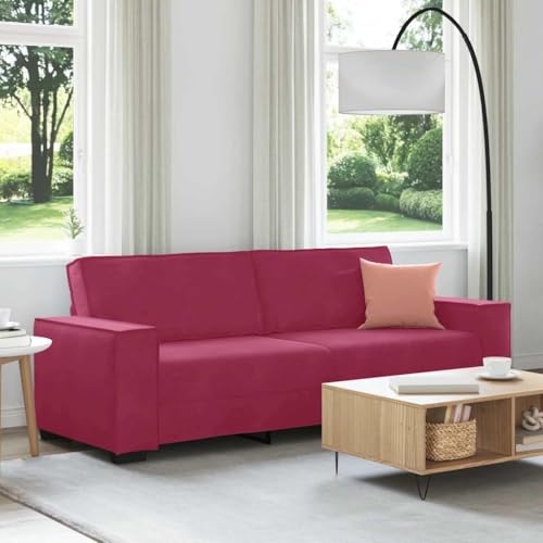 Massbinet 3 Sitzer Sofa Polstercouch für Wohnzimmer Weinrot 180 cm Samt von Massbinet