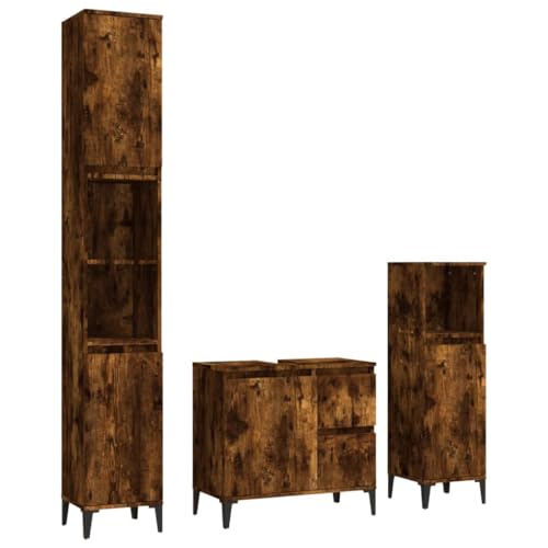 Massbinet 3-TLG. Badmöbel-Set Räuchereiche Holzwerkstoff Modern Style Massivholz Badezimmermöbel Badezimmerschränke Massbinet 3-TLG. Badmöbel-Set Räuchereiche Holzwerkstoff Modern Style Massivholz Badezimmermöbel Badezimmerschränke von Massbinet