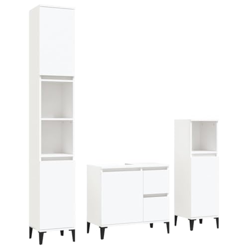 Massbinet 3-TLG. Badmöbel-Set Weiß Holzwerkstoff Einfache Mode Stil Badezimmerschrank Badezimmermöbel Massbinet 3-TLG. Badmöbel-Set Weiß Holzwerkstoff Einfache Mode Stil Badezimmerschrank Badezimmermöbel von Massbinet