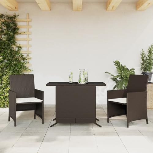 Massbinet 3 TLG. Gartenbar Set Essgruppe Lounge Gartenmöbel Braun Poly Rattan von Massbinet
