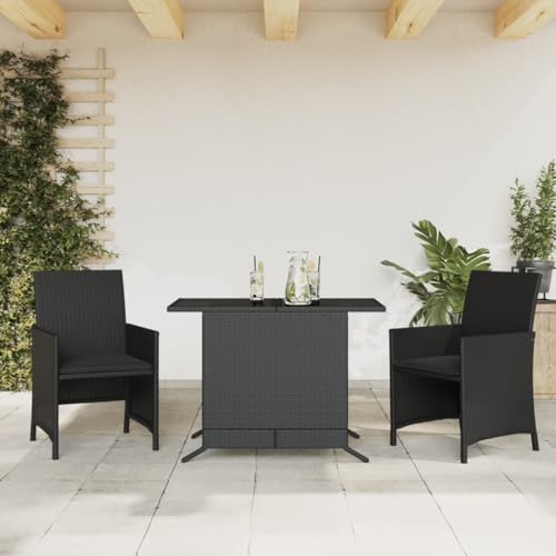 Massbinet 3 TLG. Gartenbar Set Essgruppe Lounge Gartenmöbel Schwarz Poly Rattan von Massbinet