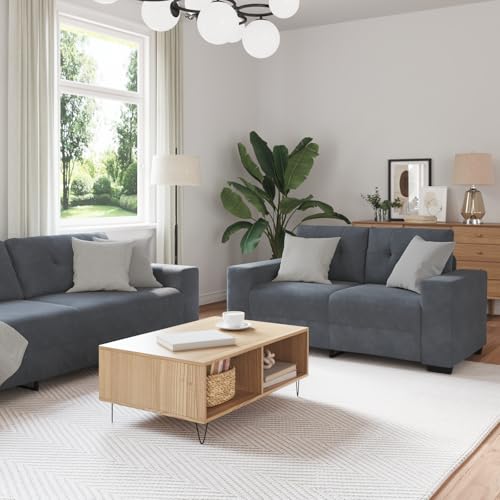 Massbinet 3-TLG. Sofagarnitur mit Kissen Dunkelgrau Samt Sofa für Wohnzimmer Wohnung Büro Einfache Montage Massbinet 3-TLG. Sofagarnitur mit Kissen Dunkelgrau Samt Sofa für Wohnzimmer Wohnung Büro Einfache Montage von Massbinet