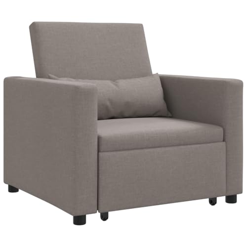 Massbinet 3-in-1 Einzelsofa Bett umwandelbar Taupe Stoff Stilvoller Design Ersessel Gepolsterter Sessel mit Armlehnen Metallgestell Sessel mit Rollen von Massbinet
