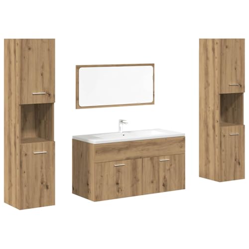 Massbinet 4-TLG. Badmöbel-Set Artisan-Eiche Holzwerkstoff Badmöbel Set Modernes Badezimmer Komplett Massbinet 4-TLG. Badmöbel-Set Artisan-Eiche Holzwerkstoff Badmöbel Set Modernes Badezimmer Komplett von Massbinet