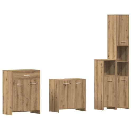 Massbinet 4-TLG. Badmöbel-Set Artisan-Eiche Holzwerkstoff Badmöbel aus Massivholz in einfachem Modischem Stil Massbinet 4-TLG. Badmöbel-Set Artisan-Eiche Holzwerkstoff Badmöbel aus Massivholz in einfachem Modischem Stil von Massbinet