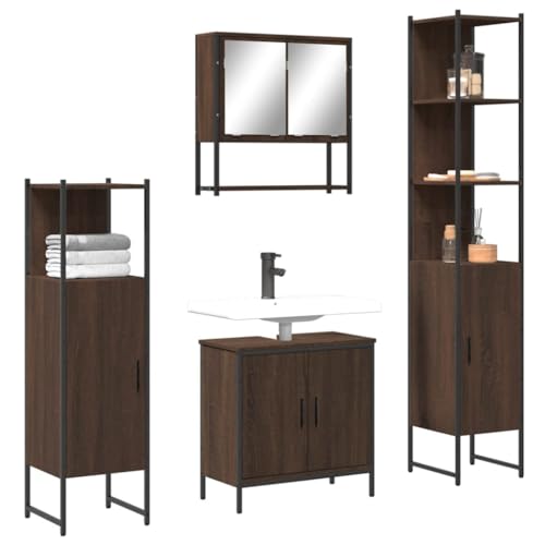Massbinet 4 TLG. Badmöbel Set Stil 4 Braun Eichen Optik Holzwerkstoff Massbinet 4 TLG. Badmöbel Set Stil 4 Braun Eichen Optik Holzwerkstoff von Massbinet