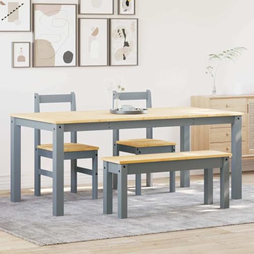 Massbinet 4-TLG. Essgruppe Panama Grau Massivholz Kiefer Esstisch mit Stühlen Holz Set Industrial Modern Esszimmer Küche Stühle Tisch Möbel Esszimmerstühle Sitzgruppe Massbinet 4-TLG. Essgruppe Panama Grau Massivholz Kiefer Esstisch mit Stühlen Holz Set Industrial Modern Esszimmer Küche Stühle Tisch Möbel Esszimmerstühle Sitzgruppe von Massbinet
