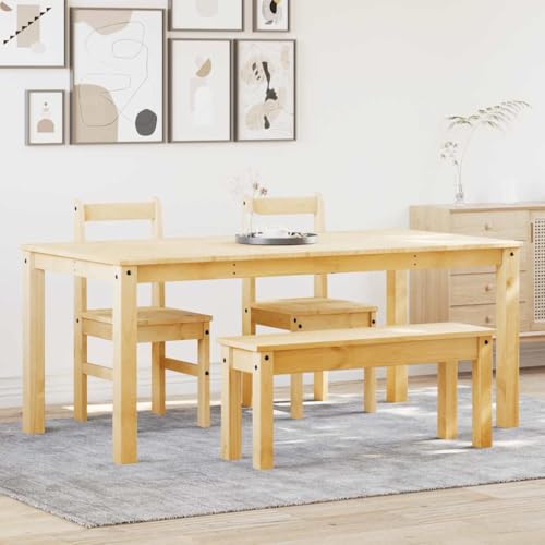Massbinet 4-TLG. Essgruppe Panama Massivholz Kiefer Modern Esstisch mit Stühlen Set Kiefer Holz Esszimmerstühle mit Esstisch für Esszimmer Küche Wohnzimmer von Massbinet