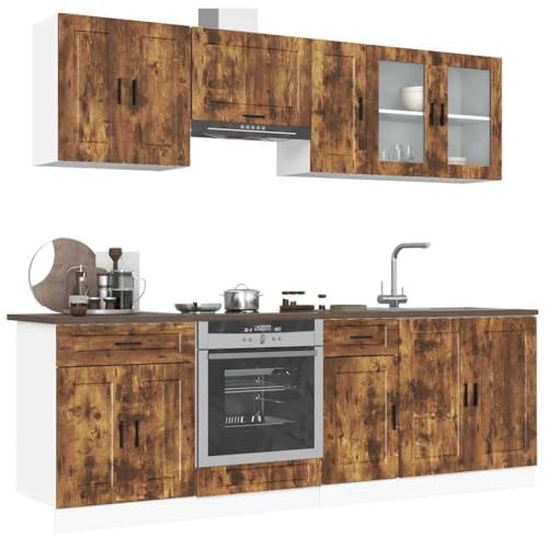 Massbinet 8-TLG. Küchenschrank-Set Porto Räuchereiche Holzwerkstoff Vorratsschrank mit Glastüren Massbinet 8-TLG. Küchenschrank-Set Porto Räuchereiche Holzwerkstoff Vorratsschrank mit Glastüren von Massbinet