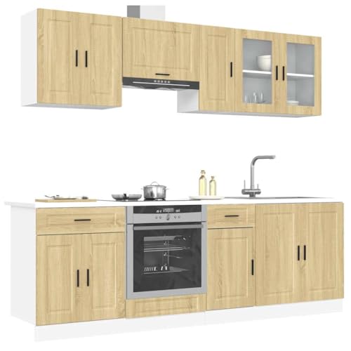 Massbinet 8-TLG. Küchenschrank-Set Porto Sonoma-Eiche Holzwerkstoff Vorratsschrank mit Glastüren von Massbinet