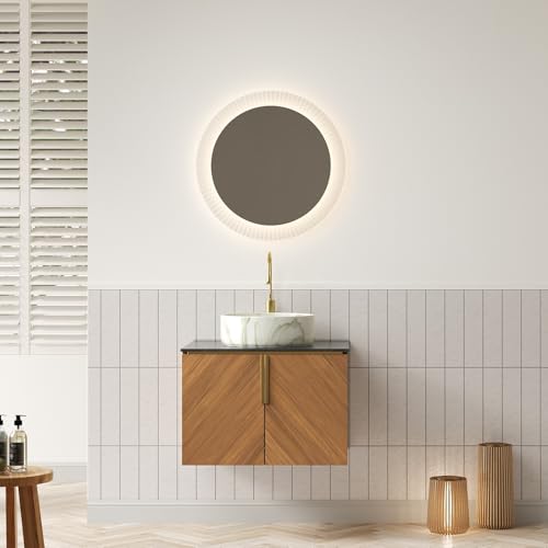 Massbinet ARAI 61cm Wandmontie Badezimmer-Waschtisch mit Weißes rundes Keramikbecken mit Steinmuster, Schwarze Arbeitsplatte aus gesintertem Stein, Sperrholzschrank mit 2 Türen Massbinet ARAI 61cm Wandmontie Badezimmer-Waschtisch mit Weißes rundes Keramikbecken mit Steinmuster, Schwarze Arbeitsplatte aus gesintertem Stein, Sperrholzschrank mit 2 Türen von Massbinet