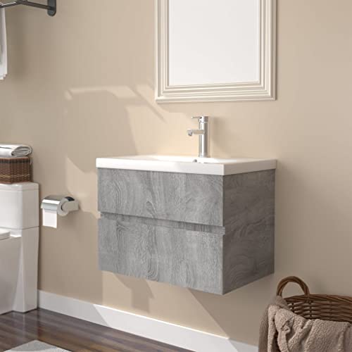 Massbinet Badezimmermöbel Set Unterschrank mit Keramikwaschbecken Spiegelschrank Hochscrank Grau Sonoma 60 x 38.5 x 45 cm Ohne Wasserhahn & Abfluss Massbinet Badezimmermöbel Set Unterschrank mit Keramikwaschbecken Spiegelschrank Hochscrank Grau Sonoma 60 x 38.5 x 45 cm Ohne Wasserhahn & Abfluss von Massbinet
