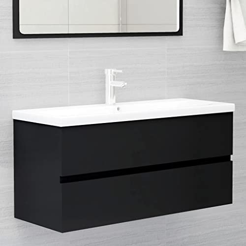 Massbinet Badezimmermöbel Set Unterschrank mit Keramikwaschbecken Spiegelschrank Hochscrank Schwarz 100 x 38.5 x 45 cm Ohne Wasserhahn & Abfluss Massbinet Badezimmermöbel Set Unterschrank mit Keramikwaschbecken Spiegelschrank Hochscrank Schwarz 100 x 38.5 x 45 cm Ohne Wasserhahn & Abfluss von Massbinet