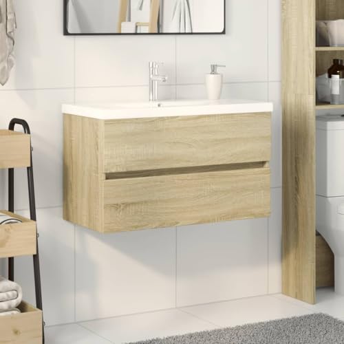 Massbinet Badezimmermöbel Set Unterschrank mit Keramikwaschbecken Spiegelschrank Hochscrank Sonoma Eiche 80 x 38.5 x 45 cm Ohne Wasserhahn & Abfluss Massbinet Badezimmermöbel Set Unterschrank mit Keramikwaschbecken Spiegelschrank Hochscrank Sonoma Eiche 80 x 38.5 x 45 cm Ohne Wasserhahn & Abfluss von Massbinet