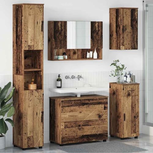 Massbinet Badmöbel Set Badezimmermöbel Set mit Regal 5 pcs Altholz 76cm Waschbeckenschrank Massbinet Badmöbel Set Badezimmermöbel Set mit Regal 5 pcs Altholz 76cm Waschbeckenschrank von Massbinet