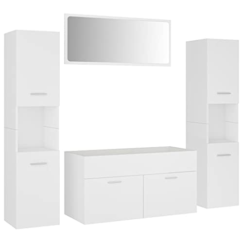 Massbinet Badmöbel-Set Weiß Holzwerkstoff Badmöbel Set Modernes Badezimmer Komplett von Massbinet