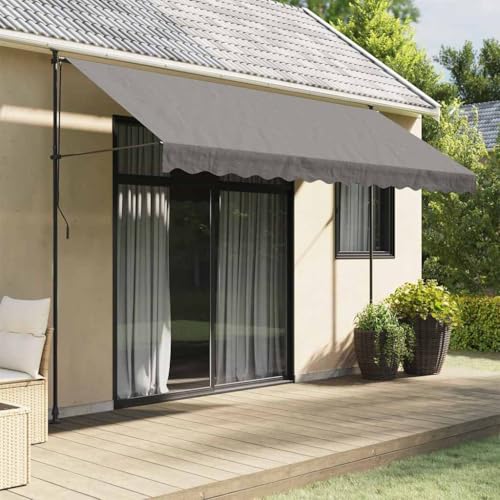 Massbinet Balkonmarkise ohne Bohren Markise UV-beständig Höhenverstellbar Wasserabweisend Sonnenschutz für Balkon Terrasse Garten Terrassenüberdachung Anthrazit 350x150 cm Stoff und Stahl von Massbinet