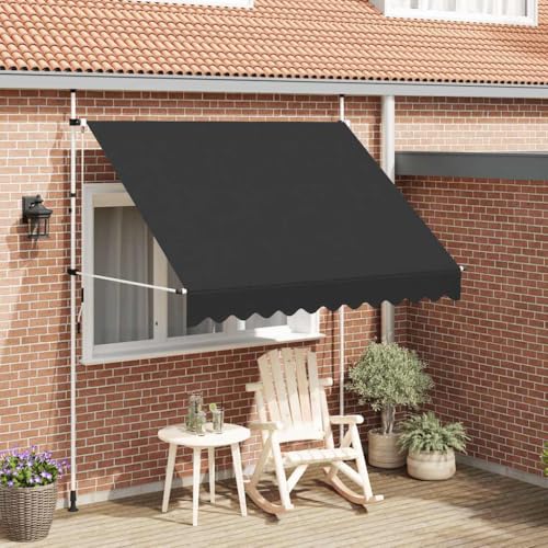 Massbinet Balkonmarkise ohne Bohren Markise UV-beständig Höhenverstellbar & Wasserabweisend Sonnenschutz für Balkon Terrasse Garten Terrassenüberdachung 250 cm Anthrazit von Massbinet