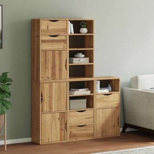 Massbinet Beistellschränke 5 STK. ODDA 40x24x79 cm Massivholz Kleiderschrank für Wohnzimmer Schlafzimmer von Massbinet