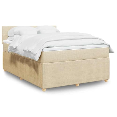 Massbinet Bettgestell Holzklbett mit Holzkopfteil Bettrahmen Doppelbett mit Lattenrost viel Stauraum unter dem Bett perfekt für Schlafzimmer Boxspringbett mit Matratze Creme 140x200 cm Stoff Massbinet Bettgestell Holzklbett mit Holzkopfteil Bettrahmen Doppelbett mit Lattenrost viel Stauraum unter dem Bett perfekt für Schlafzimmer Boxspringbett mit Matratze Creme 140x200 cm Stoff von Massbinet