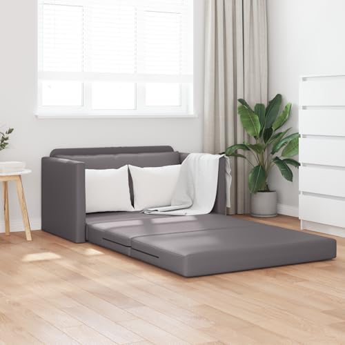 Massbinet Boden Schlafsofa 2-in-1 Grau 124x71x78 cm Kunstleder Modernes Sofa Kleine Stoffcouch mit Armlehne Massbinet Boden Schlafsofa 2-in-1 Grau 124x71x78 cm Kunstleder Modernes Sofa Kleine Stoffcouch mit Armlehne von Massbinet