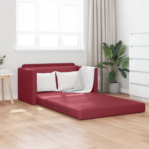 Massbinet Boden Schlafsofa 2-in-1 Weinrot 124x71x78 cm Kunstleder Mini Sofa für Wohnzimmer Wohnung Büro Massbinet Boden Schlafsofa 2-in-1 Weinrot 124x71x78 cm Kunstleder Mini Sofa für Wohnzimmer Wohnung Büro von Massbinet