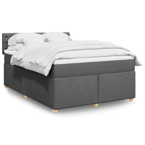 Massbinet Boxspringbett Dunkelgrau 140x200 cm Stoff Modernisiertes Jugendbett mit weicher langlebiger Matratze von Massbinet