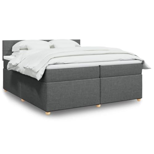 Massbinet Boxspringbett Dunkelgrau 200x200 cm Stoff Modernisiertes Jugendbett mit weicher langlebiger Matratze von Massbinet