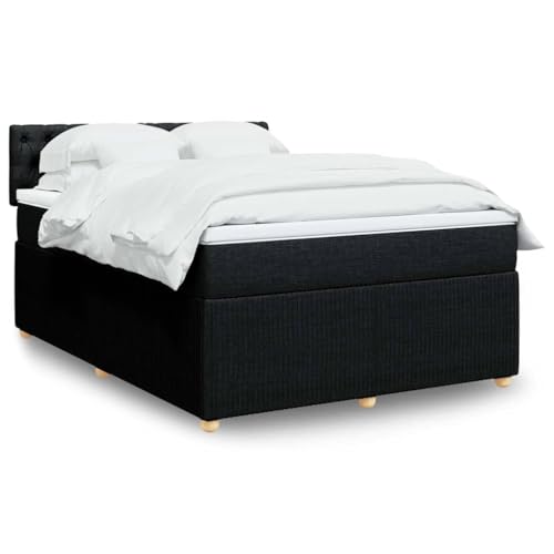 Massbinet Boxspringbett Schwarz 140x200 cm Stoff Bett mit Stauraum und Kopfende unter dem Bett Holz Plattform Bettgestell mit Kopfteil Massbinet Boxspringbett Schwarz 140x200 cm Stoff Bett mit Stauraum und Kopfende unter dem Bett Holz Plattform Bettgestell mit Kopfteil von Massbinet