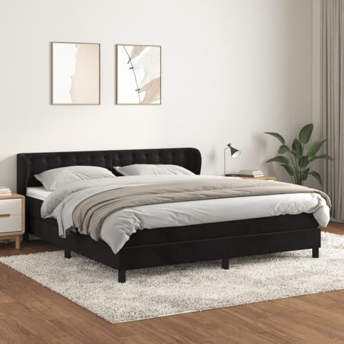 Massbinet Boxspringbett Schwarz 180x200 cm Samt Polsterbett Doppelbett Stoffbett Bettgestell Gepolstertes von Massbinet