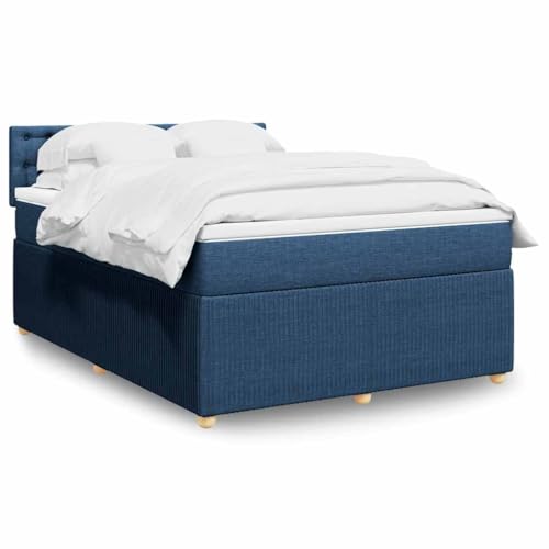 Massbinet Boxspringbett mit Matratze Blau 160x200 cm Stoff Bett mit Stauraum und Kopfende unter dem Bett Holz Plattform Bettgestell mit Kopfteil Massbinet Boxspringbett mit Matratze Blau 160x200 cm Stoff Bett mit Stauraum und Kopfende unter dem Bett Holz Plattform Bettgestell mit Kopfteil von Massbinet