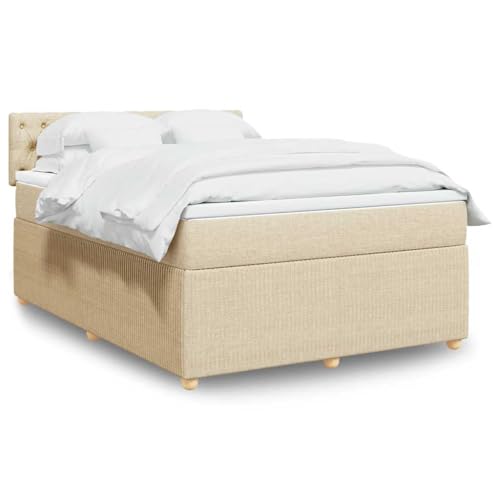 Massbinet Boxspringbett mit Matratze Creme 140x200 cm Stoff Bettgestell Holzklbett mit Holzkopfteil Bettrahmen Doppelbett mit Lattenrost viel Stauraum unter dem Bett Massbinet Boxspringbett mit Matratze Creme 140x200 cm Stoff Bettgestell Holzklbett mit Holzkopfteil Bettrahmen Doppelbett mit Lattenrost viel Stauraum unter dem Bett von Massbinet