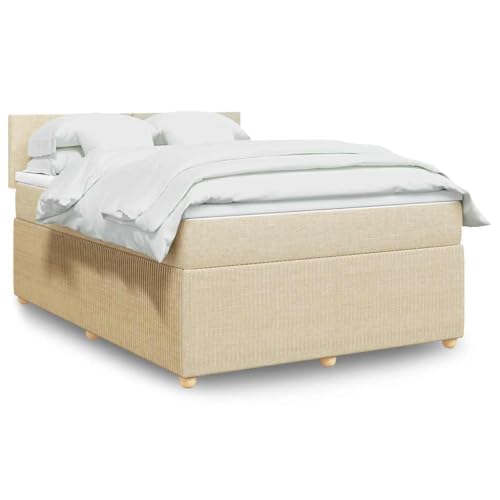 Massbinet Boxspringbett mit Matratze Creme 140x200 cm Stoff Doppelbettgestell Bettgestell mit Matratze Holzklbett Ladestation Verstellbares Gepolstertes Kopfteil Massbinet Boxspringbett mit Matratze Creme 140x200 cm Stoff Doppelbettgestell Bettgestell mit Matratze Holzklbett Ladestation Verstellbares Gepolstertes Kopfteil von Massbinet