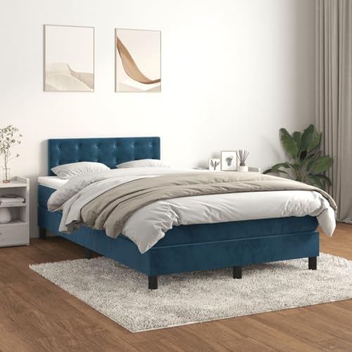 Massbinet Boxspringbett mit Matratze Dunkelblau 120x200 cm Samt Hochwertige Matratzen Matratzen mit Sprungfedern Massbinet Boxspringbett mit Matratze Dunkelblau 120x200 cm Samt Hochwertige Matratzen Matratzen mit Sprungfedern von Massbinet