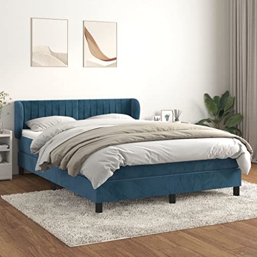 Massbinet Boxspringbett mit Matratze Dunkelblau 140x200 cm Samt Bett mit höhenverstellbarem Kopfteil Bettrahmen Lattenrost Massbinet Boxspringbett mit Matratze Dunkelblau 140x200 cm Samt Bett mit höhenverstellbarem Kopfteil Bettrahmen Lattenrost von Massbinet