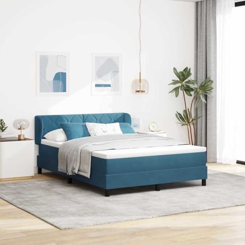 Massbinet Boxspringbett mit Matratze Dunkelblau 140x200 cm Samt Bett mit höhenverstellbarem Kopfteil Bettrahmen Lattenrost Massbinet Boxspringbett mit Matratze Dunkelblau 140x200 cm Samt Bett mit höhenverstellbarem Kopfteil Bettrahmen Lattenrost von Massbinet